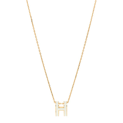 Hermes Lacquered Gold Pop H Pendant Necklace White 1 of 4