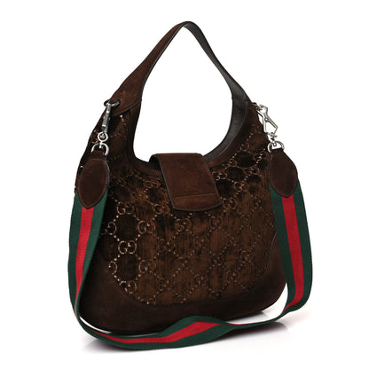 Gucci Velvet GG Monogram Web Medium Dionysus Hobo Brown 3 of 9