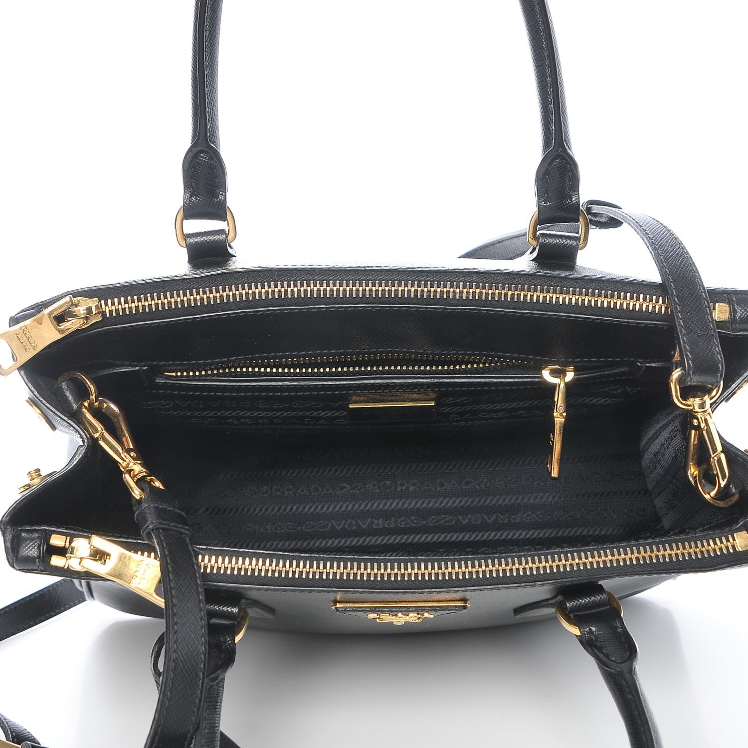 Prada Saffiano Small Galleria Double Zip Tote Black 6 of 11