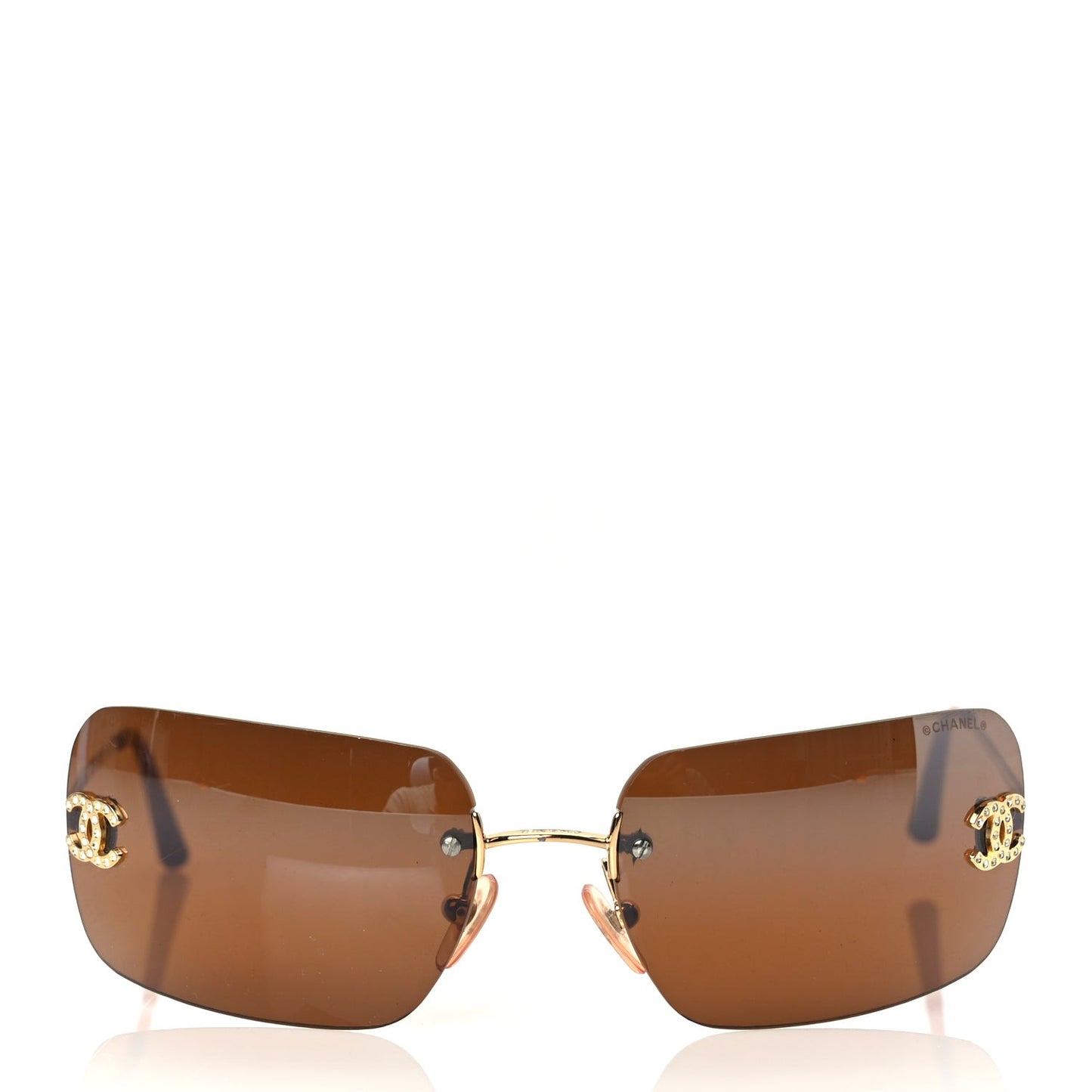 Metal Crystal CC Logo Sunglasses 4017-D Brown