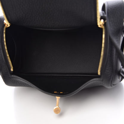Hermes Taurillon Clemence Mini Lindy 20 Black 5 of 11