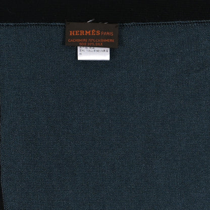 Hermes Cashmere Silk Stole Bleu 3 of 3