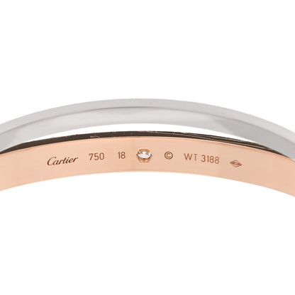 Cartier 18K Pink White Gold 12 Diamond Double LOVE Bracelet 18 6 of 8