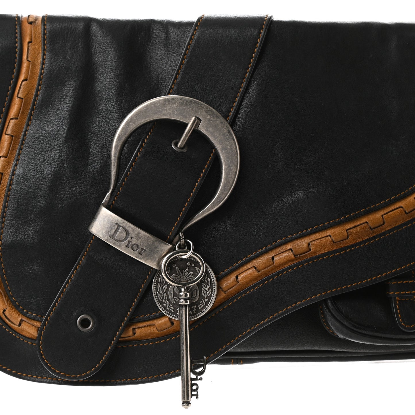 Calfskin Medium Gaucho Double Saddle Bag Black