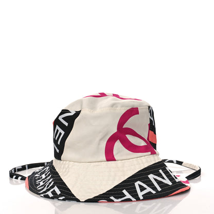 Chanel Cotton Logo Cloche Hat S Ecru Black Pink 3 of 5