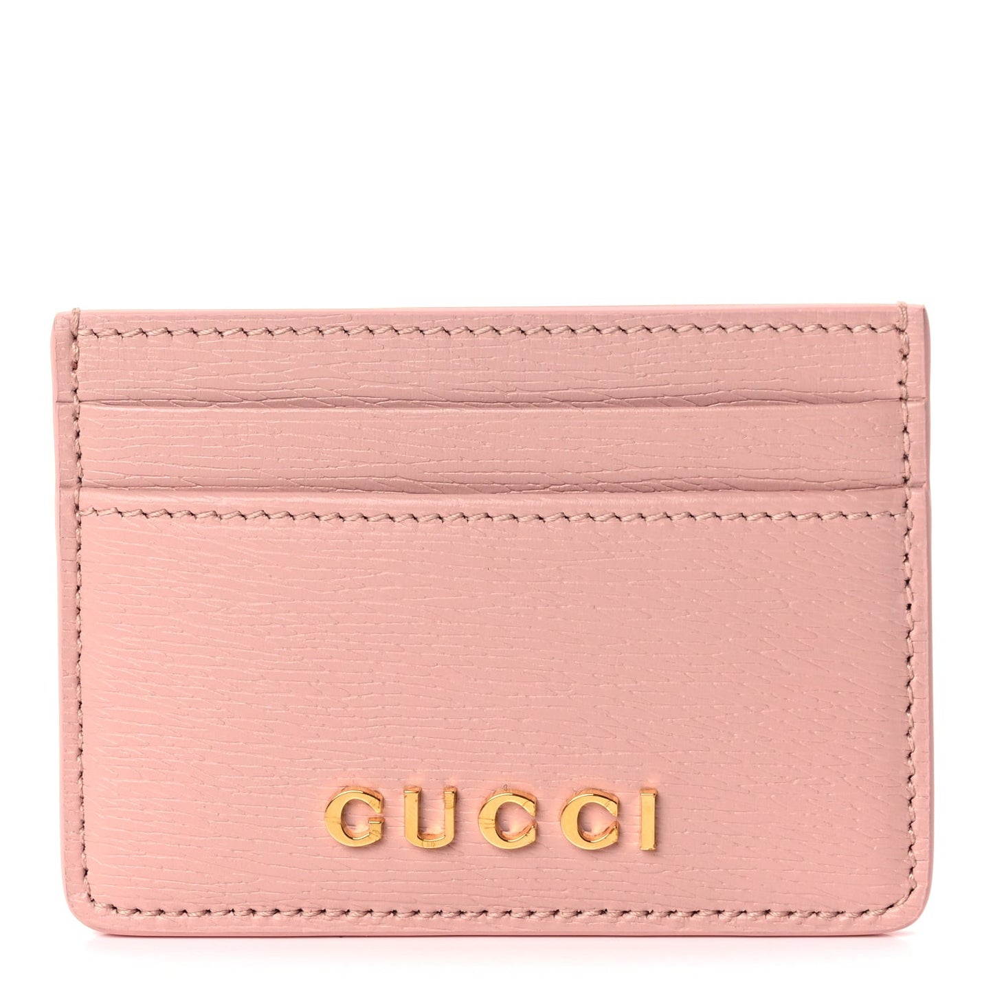 Calfskin Script Card Holder Light Pink