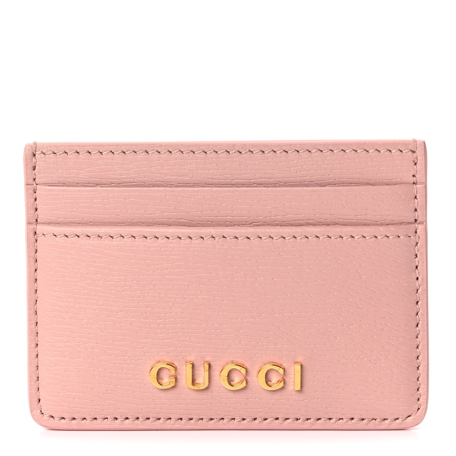 Gucci Calfskin Script Card Holder Light Pink 1 of 8