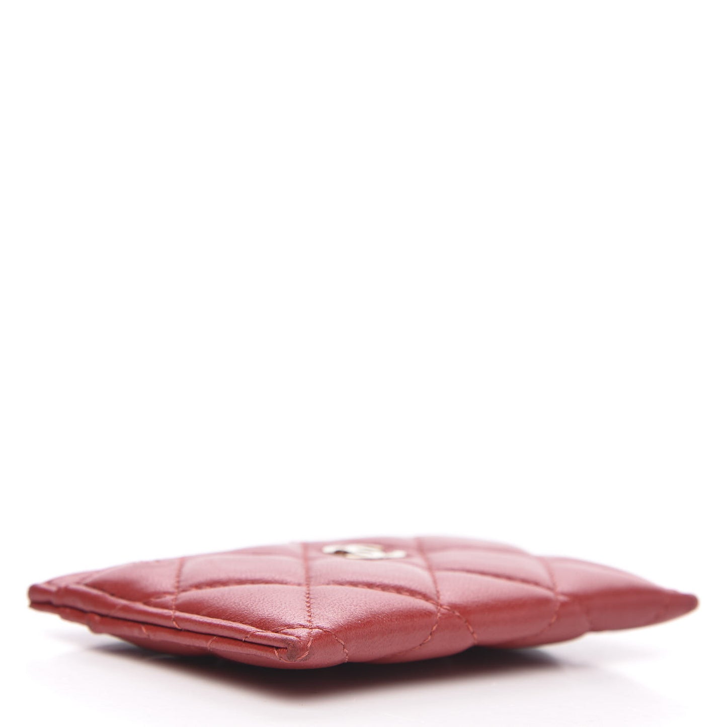 Lambskin Quilted Card Holder Red