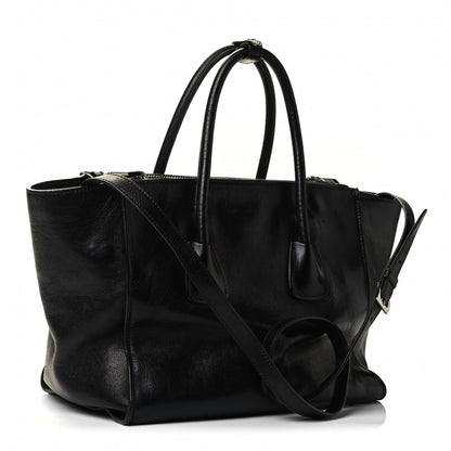 Prada Glace Calf Twin Pocket Tote Black 2 of 4