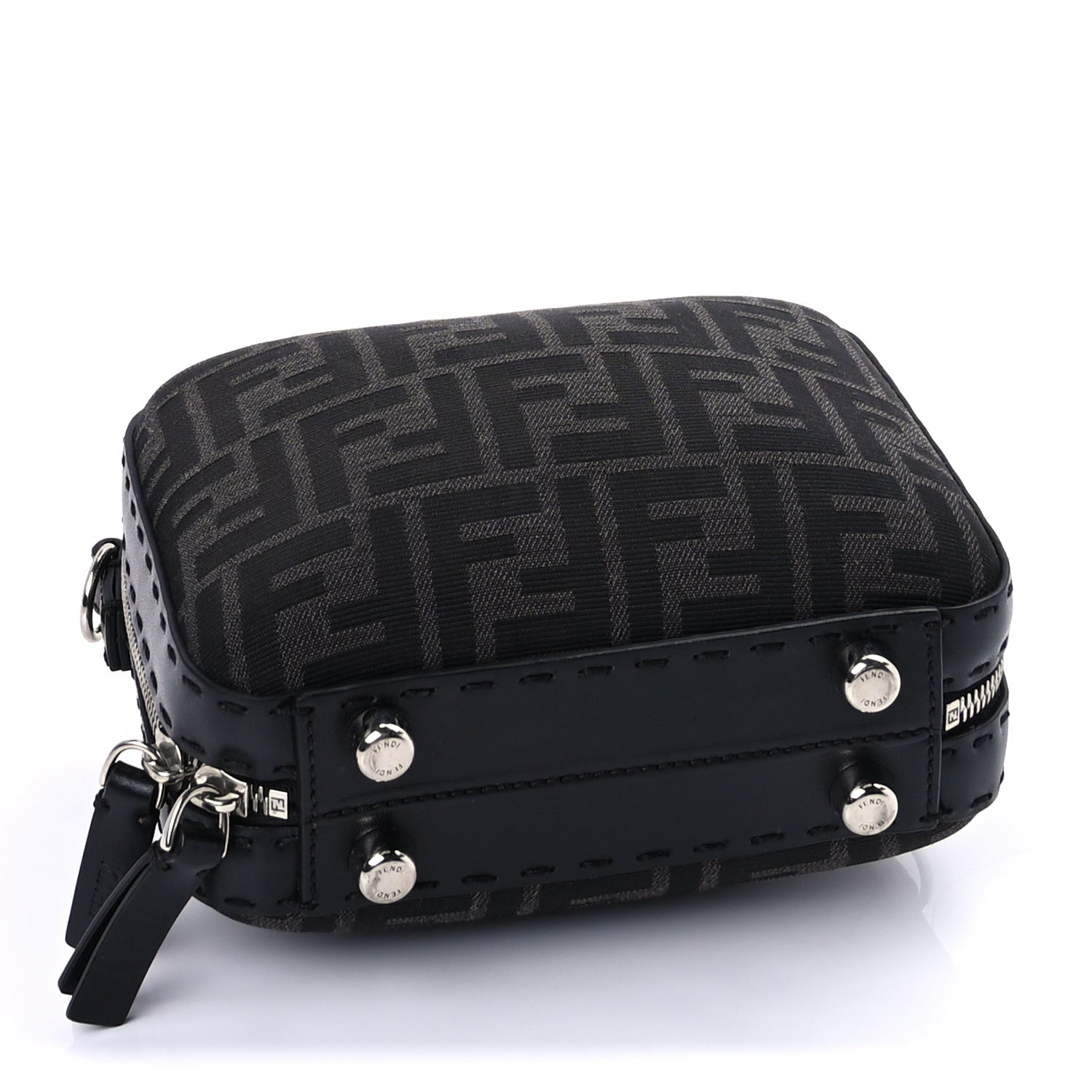 Fendi Recycled Fabric Jacquard Vitello Astro FF 1974 Mini Suitcase Bag Asfalto Black 3 of 8