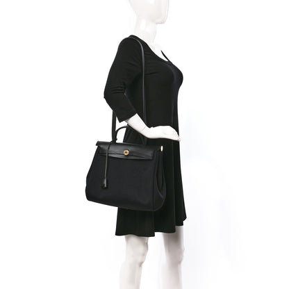 Hermes Military Toile Vache Hunter Herbag Zip PM 31 Black 3 of 9