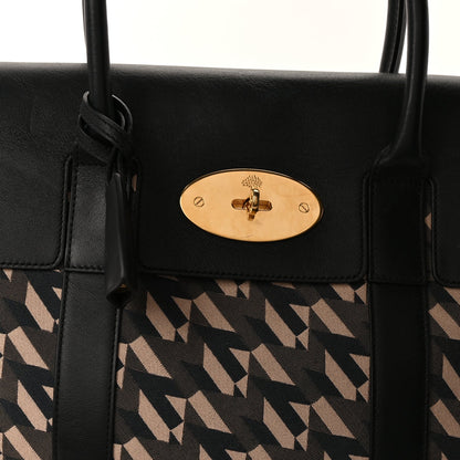 Mulberry Monogram Smooth Calfskin Canvas Print Bayswater  Black 6 of 8