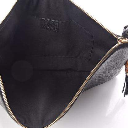 Gucci Pebbled Calfskin Large Bamboo Clutch Black 5 of 7