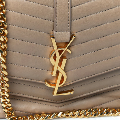 Saint Laurent Lambskin Matelasse Chevron Monogram Small Sulpice Bag Sable Beige 23 of 24