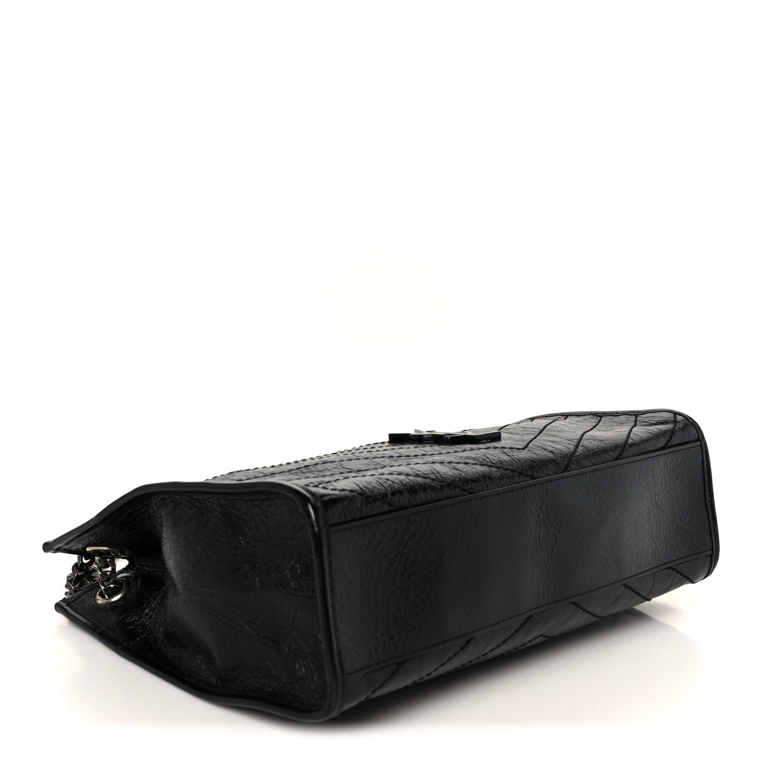 Saint Laurent Crinkled Calfskin Matelasse Monogram Medium Niki Shopper Tote Black 4 of 10