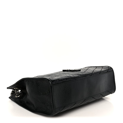 Saint Laurent Crinkled Calfskin Matelasse Monogram Medium Niki Shopper Tote Black 4 of 10