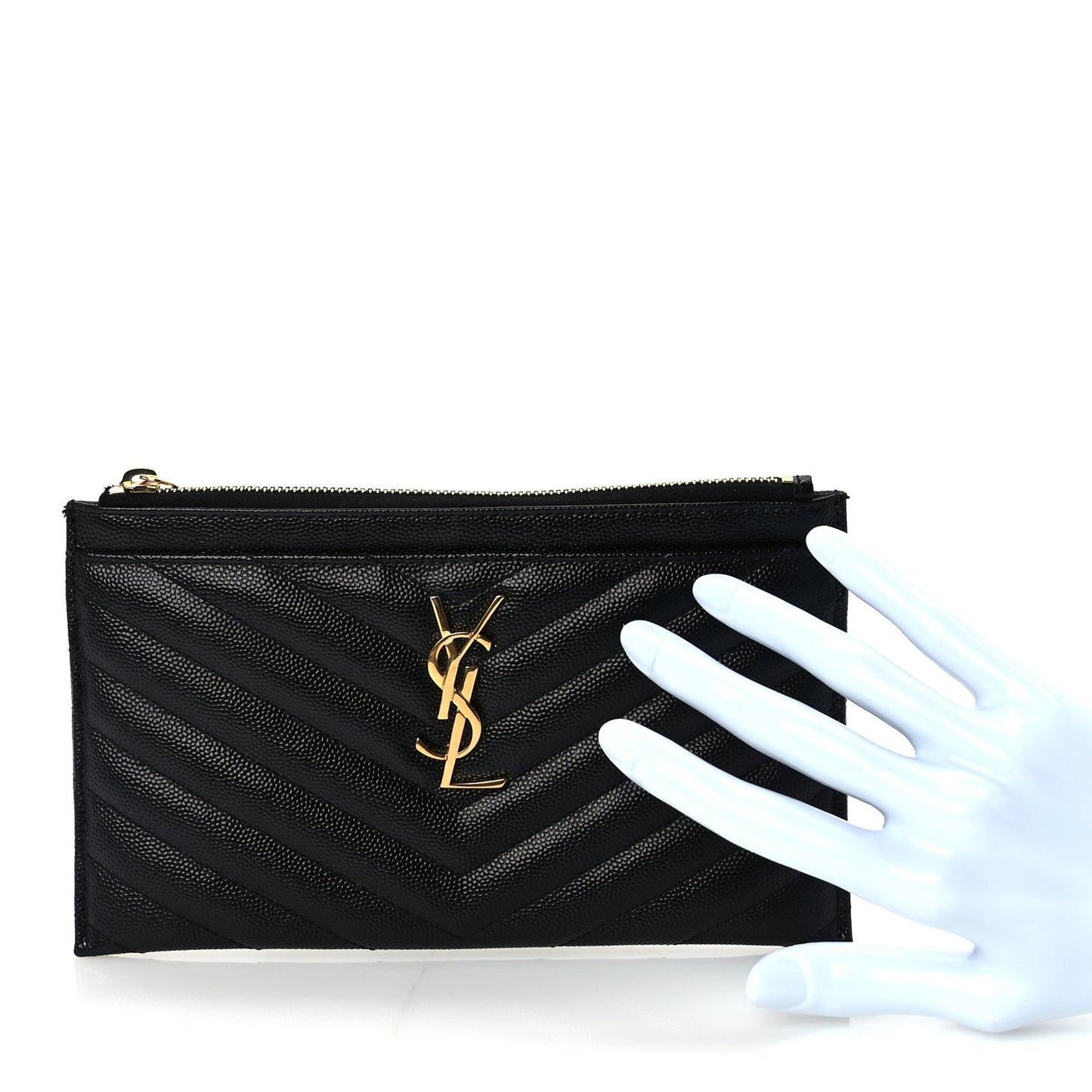 Grain De Poudre Chevron Monogram Bill Pouch Black
