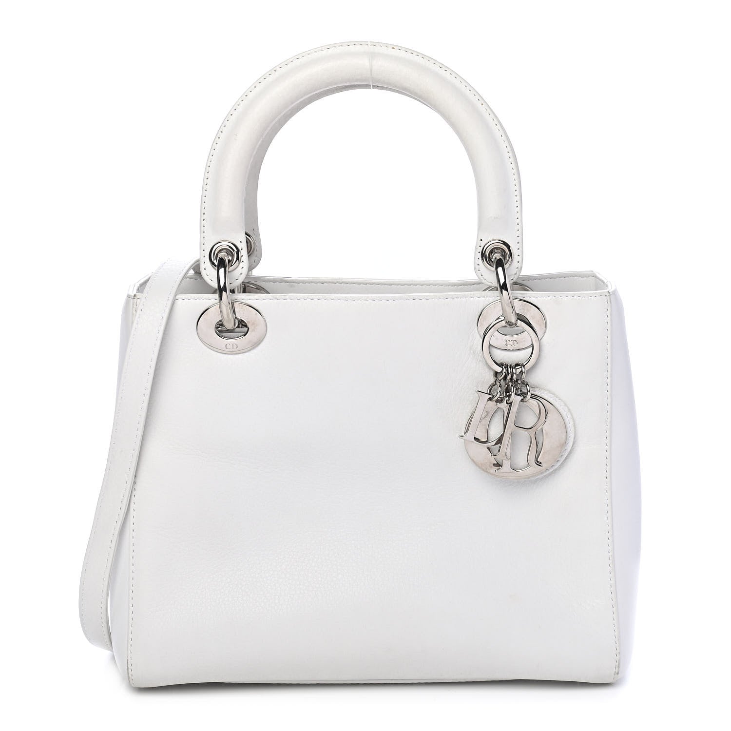 Christian Dior Grained Calfskin Medium Lady Dior White 1 of 11