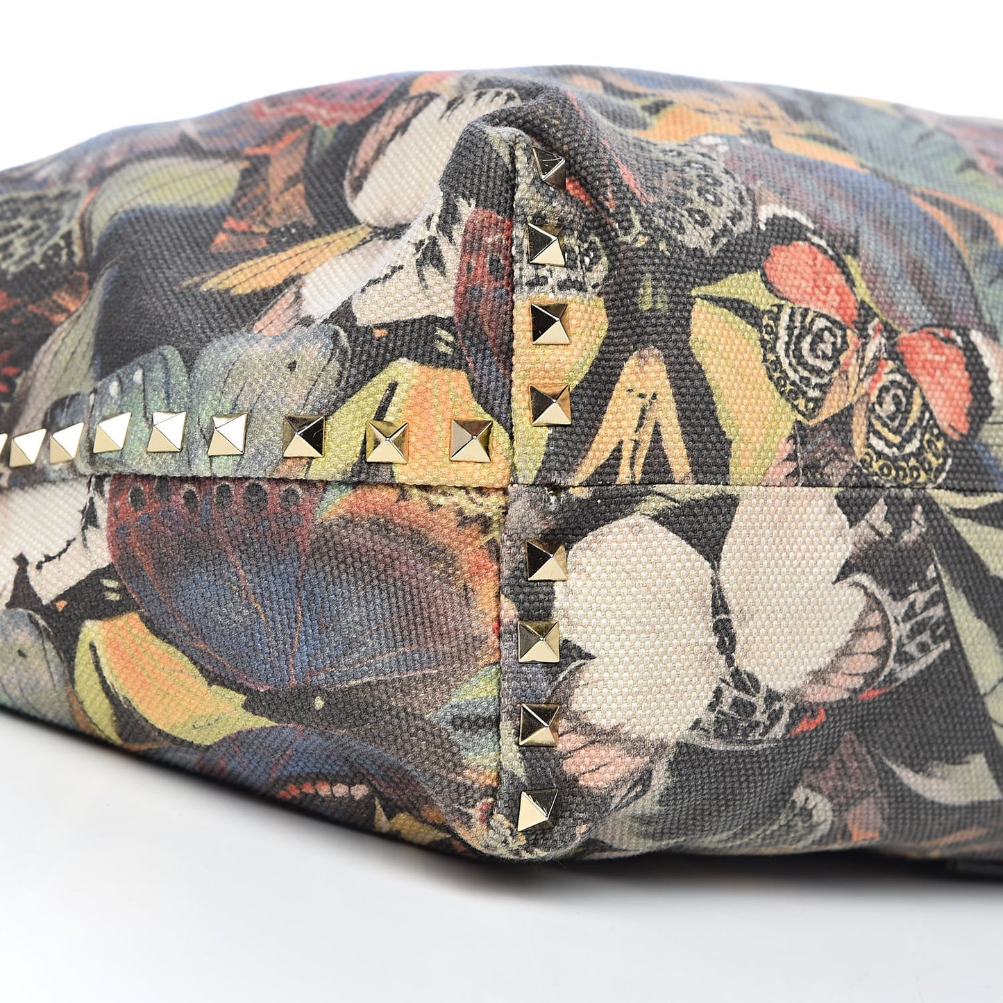 Canvas Camubutterfly Rockstud Crossbody Tote Multicolor
