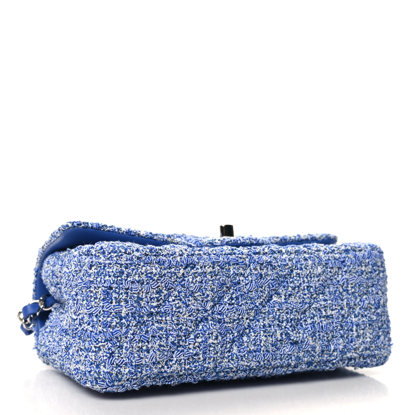Tweed Quilted Mini Rectangular Flap Blue White