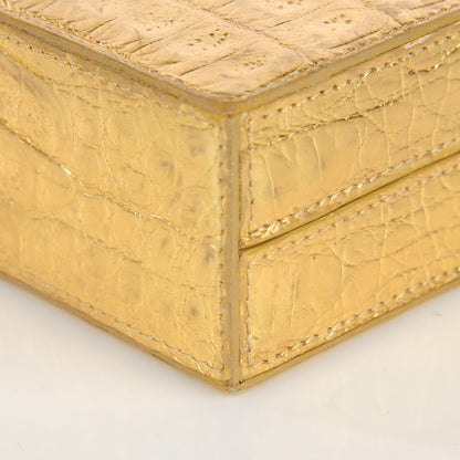 Nancy Gonzalez Crocodile Box Clutch Gold 10 of 10