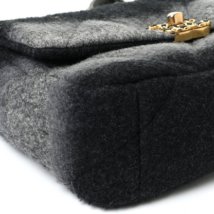 Chanel Wool Quilted Medium Chanel 19 Flap Black Grey 7 of 8