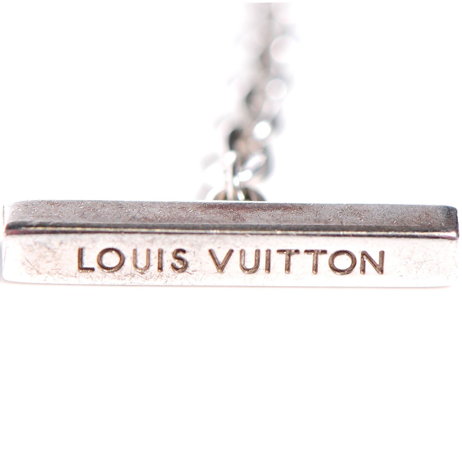 Louis Vuitton Mens Silver Geometrique V Toggle Necklace Turquoise 6 of 7