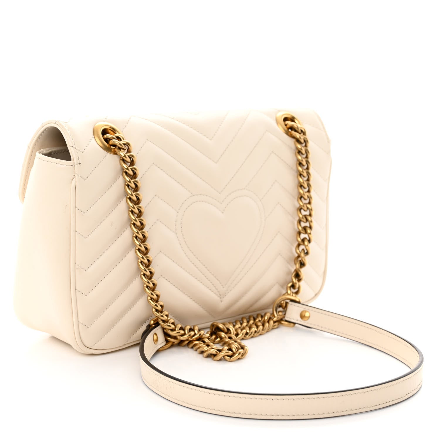 Gucci Calfskin Matelasse Small GG Marmont Shoulder Bag White 3 of 9
