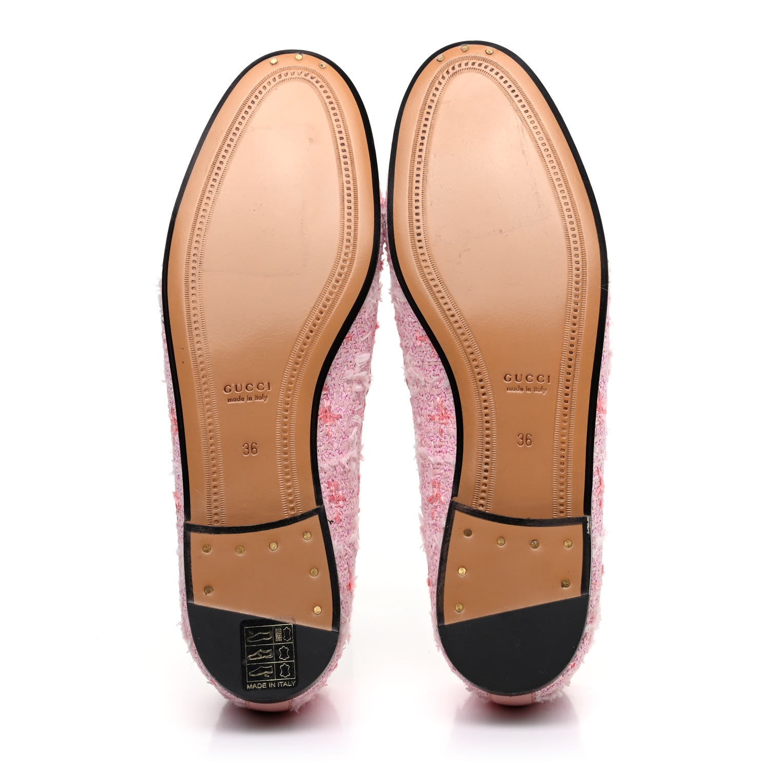 Gucci Wool Tweed Horsebit Womens Jordaan Loafers 36 Pink White Perfect Pink 5 of 8