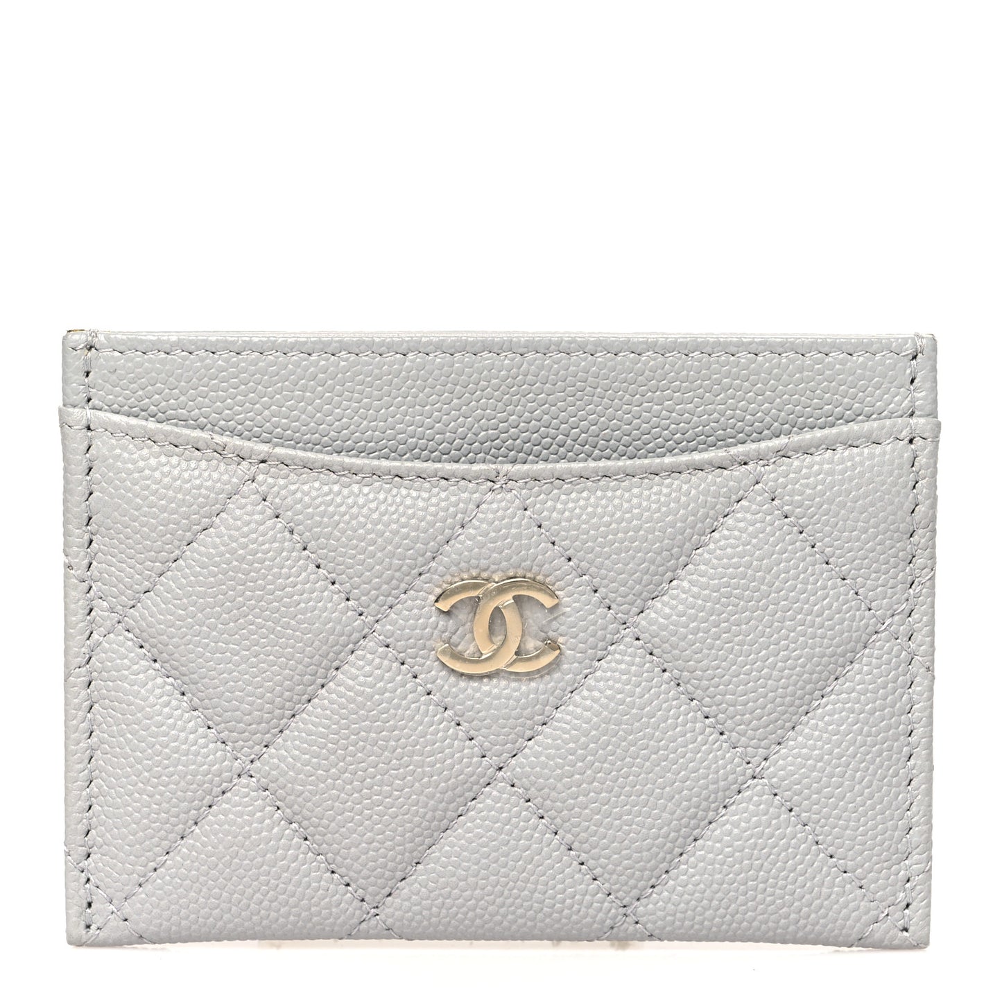 Caviar Quilted Card Holder Grey