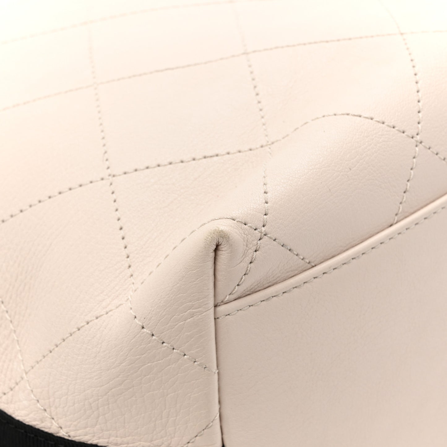 Calfskin Stitched Large Button Up Hobo Ivory Black