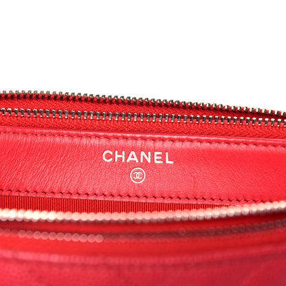 Chanel Caviar Chevron Quilted Small Clutch With Chain Light Red 5 of 8