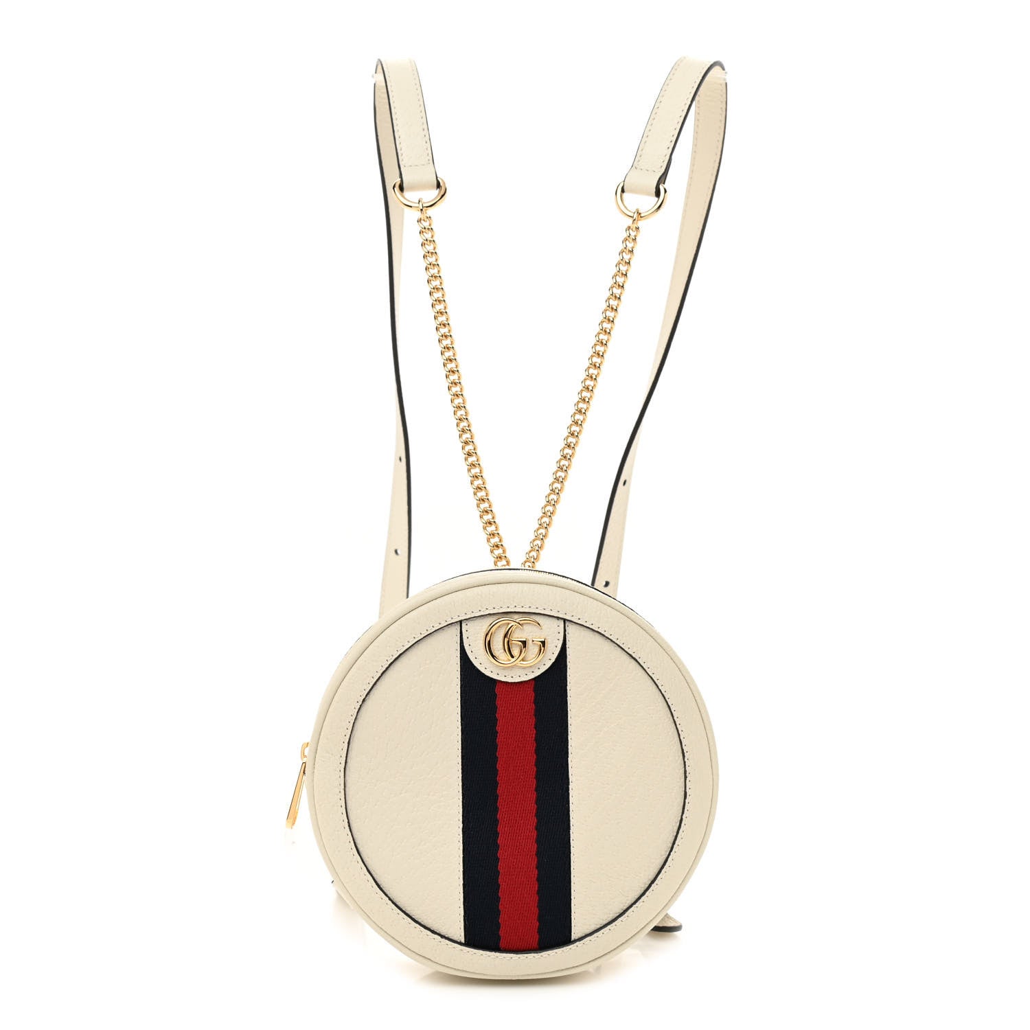 Gucci Textured Calfskin Web Mini Ophidia Round Backpack Mystic White 1 of 8
