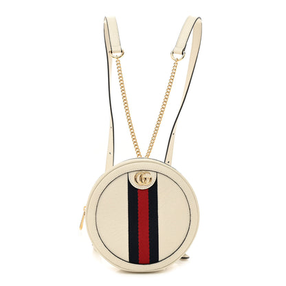 Gucci Textured Calfskin Web Mini Ophidia Round Backpack Mystic White 1 of 8