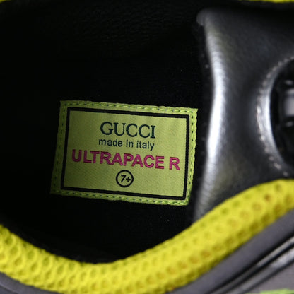 Gucci Fabric Mens Ultrapace R Mid Top Sneakers 7.5 Grey Neon Yellow Silver Loess 9 of 10