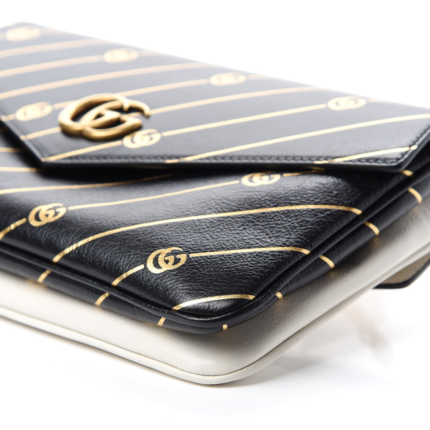 Calfskin Diagonal GG Medium Thiara Double Envelope Shoulder Bag Black White