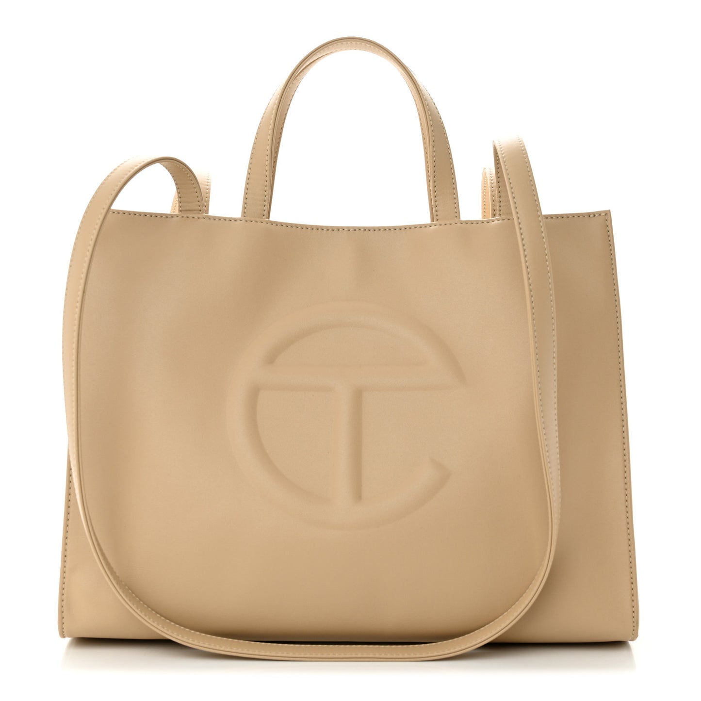 Vegan Leather Medium Shopping Bag Cream