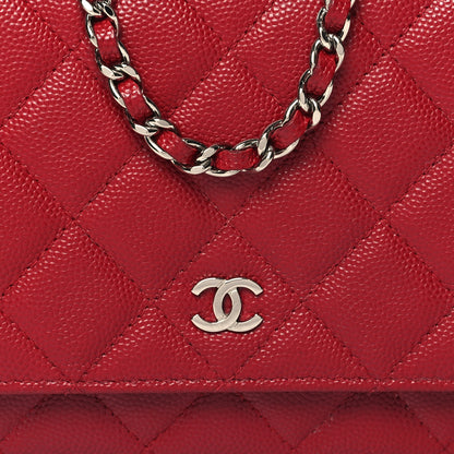 Chanel Caviar Quilted Wallet on Chain WOC Red 9 of 14