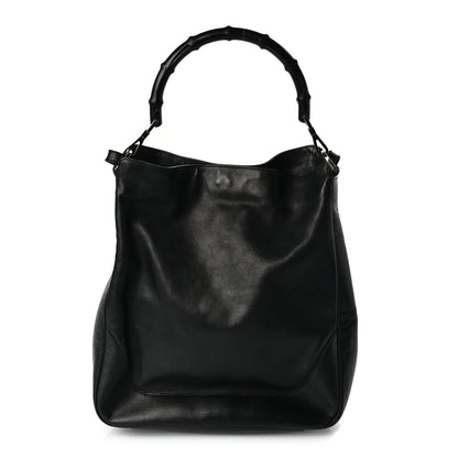 Gucci Calfskin Bamboo Shoulder Bag Black 1 of 9