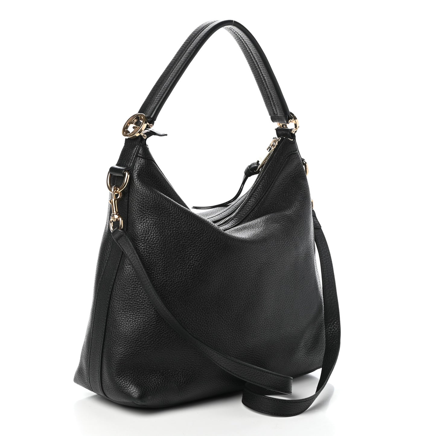 Pebbled Calfskin Small Miss GG Hobo Black