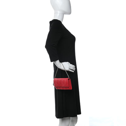 Christian Dior Lambskin Cannage Rendez-vous Chain Wallet Red 3 of 10