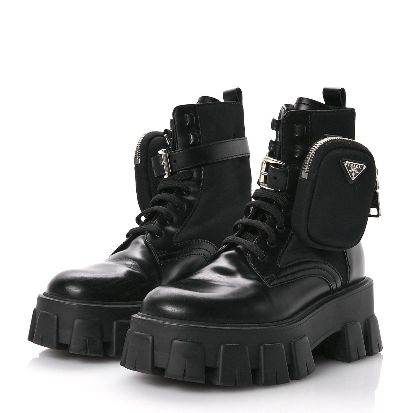 Spazzolato Rois Re-Nylon Metal Triangle Logo Monolith Pouch Pocket 55mm Boots 35.5 Black
