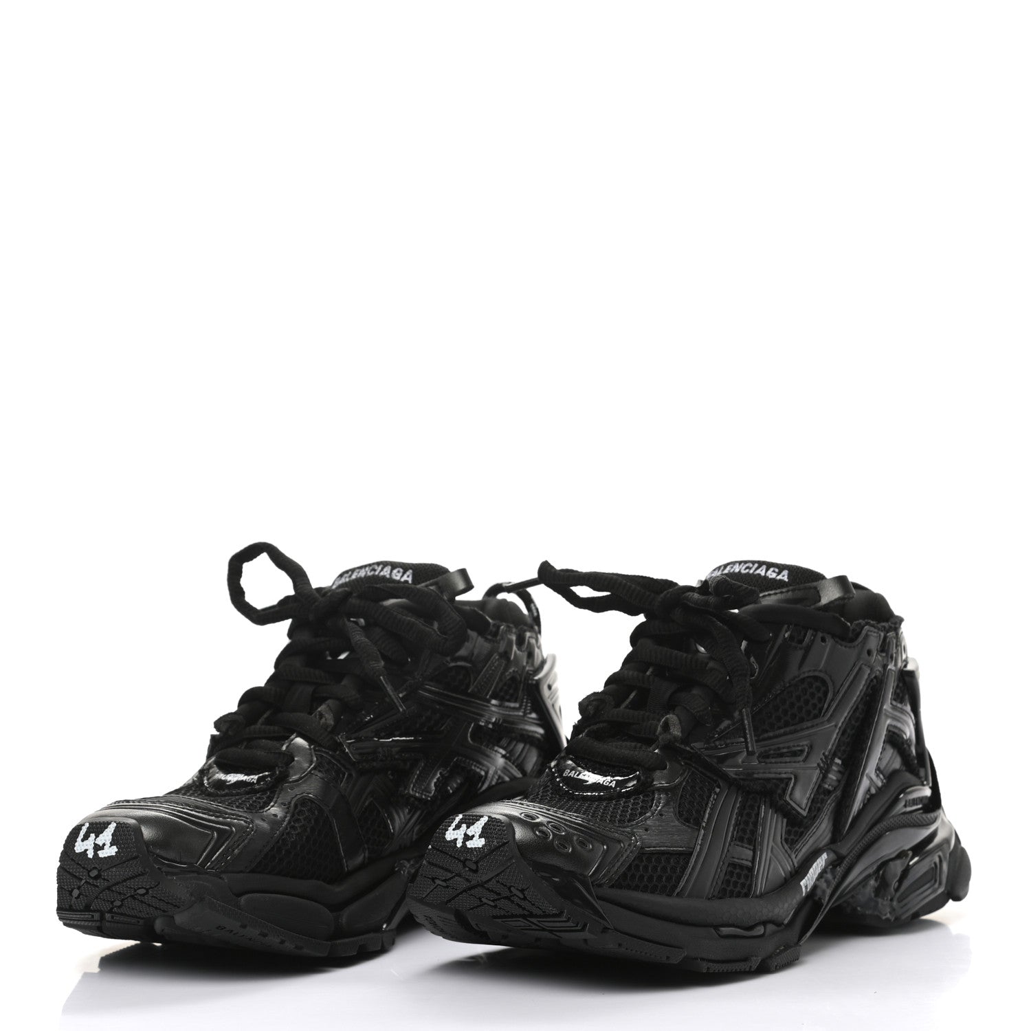 Balenciaga Mesh Rubber Monocolor Mens Runner Sneakers 41 Black 3 of 9