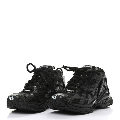 Balenciaga Mesh Rubber Monocolor Mens Runner Sneakers 41 Black 3 of 9