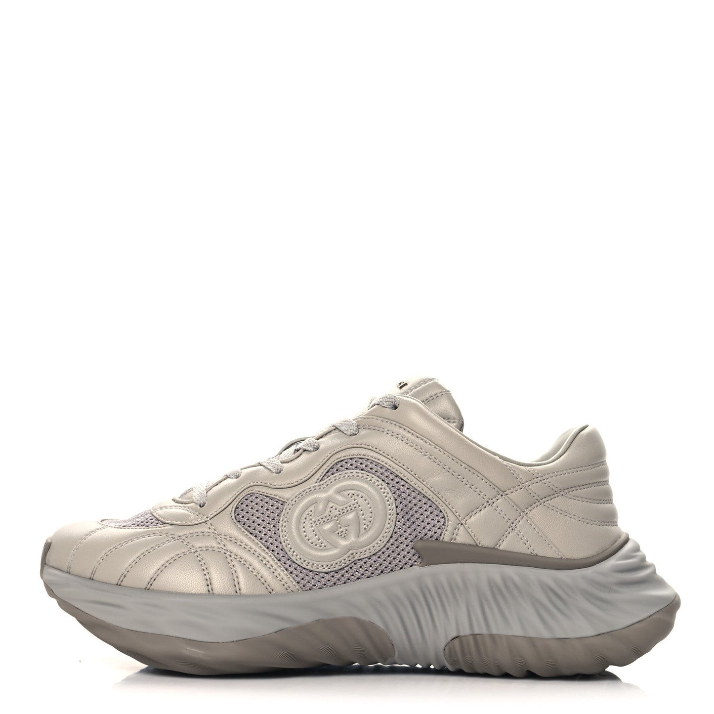 New Nappa Sombre Interlocking G Ripple Mens Platform Sneakers 8.5 Grey Sky