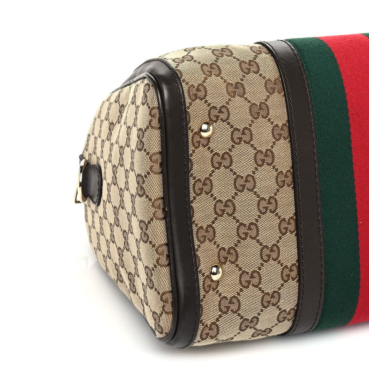 Gucci Monogram Vintage Web Medium Boston  Dark Brown 7 of 8