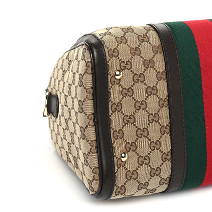 Gucci Monogram Vintage Web Medium Boston  Dark Brown 7 of 8