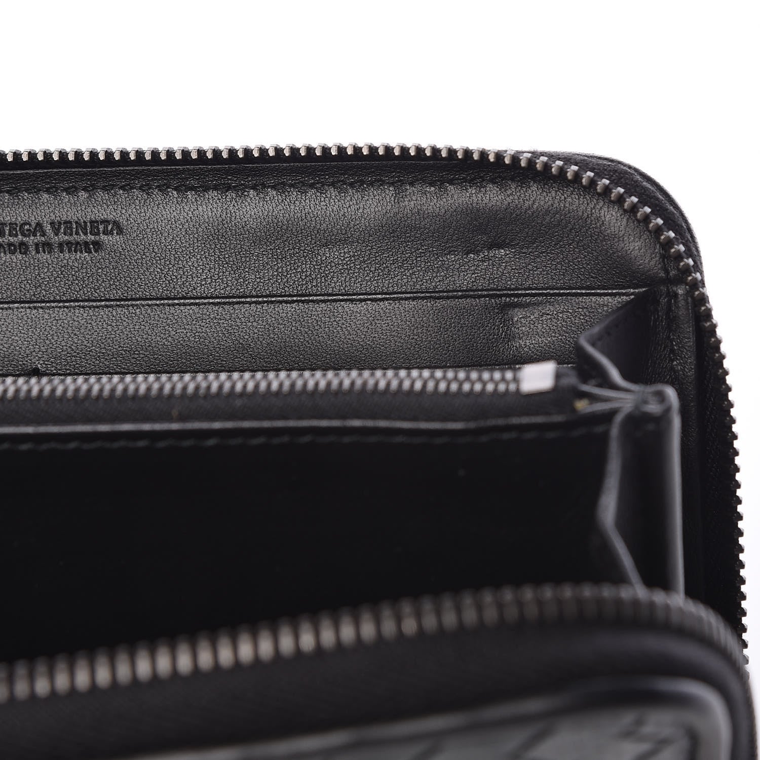 Bottega Veneta Nappa Intrecciato Gradient Spotted Zip Around Wallet Black Gray 12 of 13