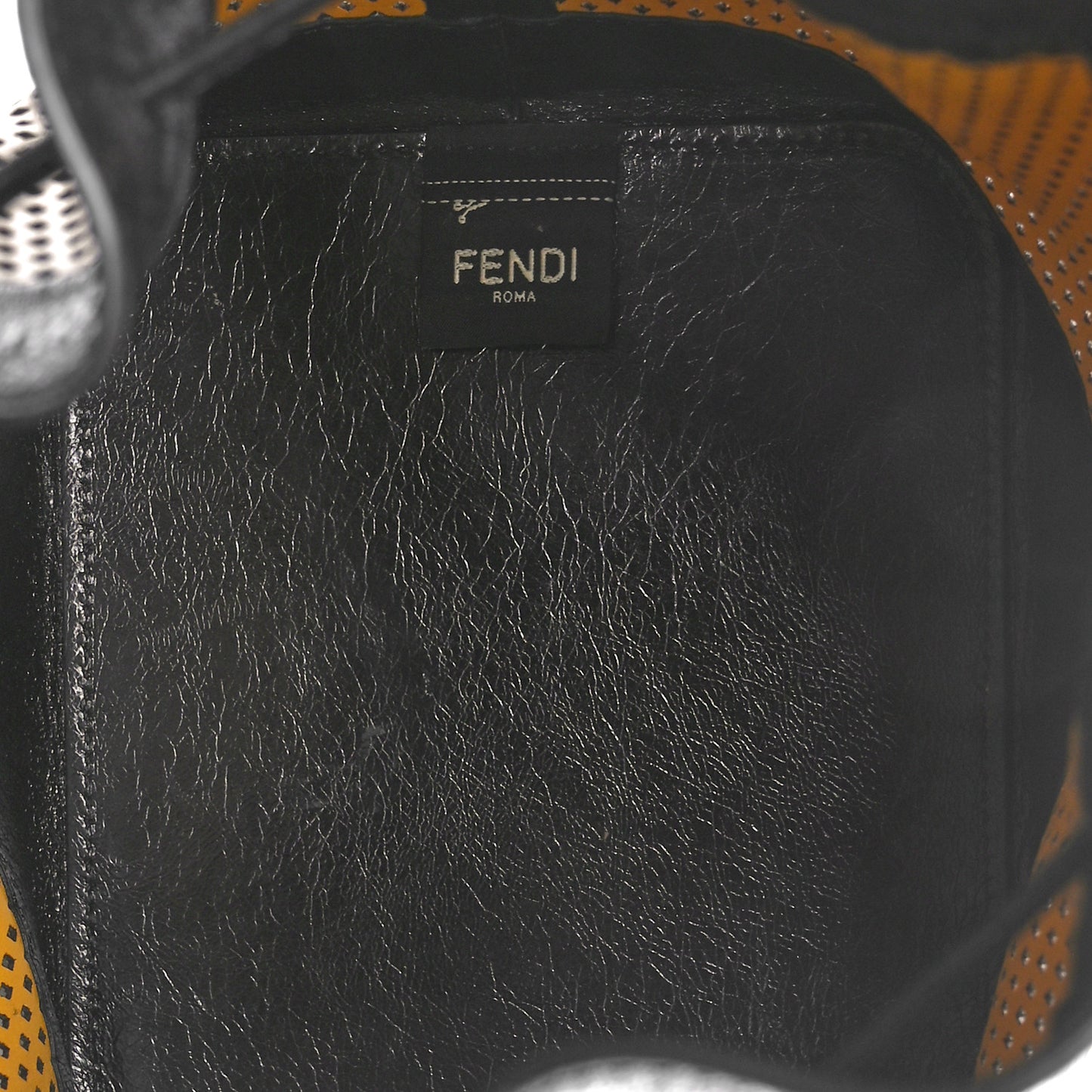 Vitello Liberty Glossy Lambskin F is Fendi Perforated Small Mon Tresor Bucket Bag Sand Mimosa Black