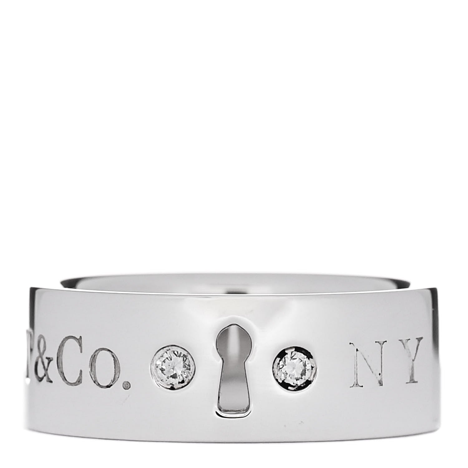 Tiffany Sterling Silver Diamond Wide Locks Band Ring 46 3.75 1 of 4